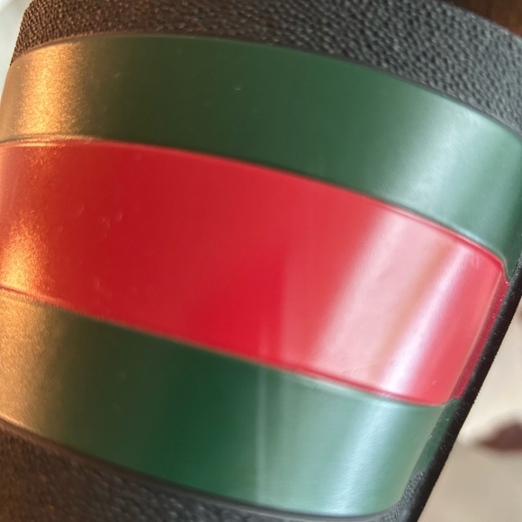 Gucci Black Slides with Red and Green Accents, Authentic - Picture 6 of 7